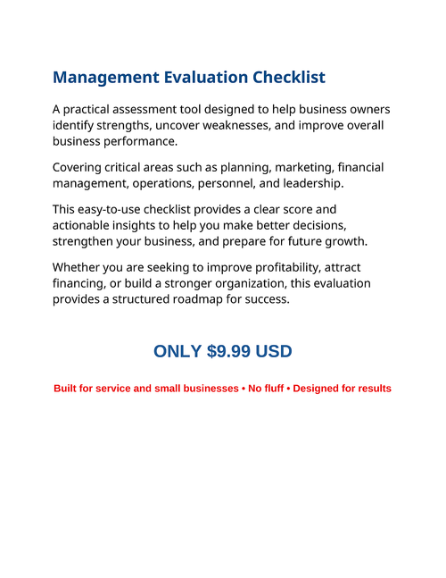 Business Management Evaluation Checklist